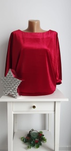 Bluza dama ANESIA din CATIFEA Uni, Rosu - Img 2