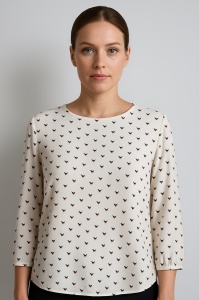 Bluza dama ANESIA din Viscoza, Guler rotund, Maneca 3/4, Alb - Img 1