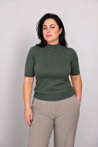 Bluza dama Hermina, Maleta Guler Inalt MS168 VERDE