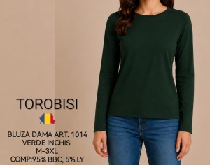 Bluza dama TOROBISI TRICOTEX, din Bumbac Elasticizat ML 1014 VERDE Inchis