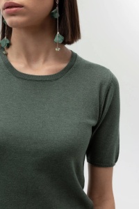 Bluza dama Tricotata Hermina, Maneca Scurta, MS115 Verde - Img 3