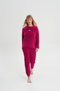 Compleu Dama pentru Casa VAMP, Pijama din Catifea 19426 Fuxia