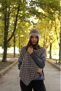 Fular Dama HERMINA, Tricotat, BEGA Roz Pal-Gri