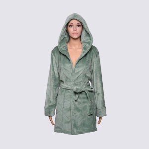 Halat Dama Mr Big Lady, din Cocolino, Cu Gluga 807 Verde Menta