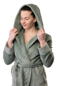 Halat Dama Mr Big Lady, din Cocolino, Cu Gluga 807 Verde Menta - Img 4