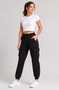 P.2190 NEGRU, Pantaloni Trening Dama KNOX, tip Cargo