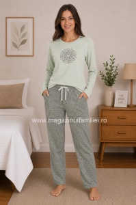 PIJ.2215 MENTA DESCHIS, Pijama Damă KNOX