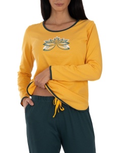 Pij.2236 GALBEN LOTUS, Pijama Damă Knox, cu Mansete - Img 2