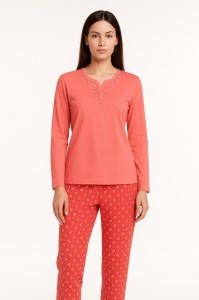 Pij.2237 CORAL, Pijama Damă Knox, Tipar Clasic