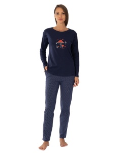 Pij.2251 Bleumarin, Pijama dama Knox, cu Umeri Cazuti