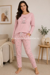 Pij.2251 ROZ, Pijama dama Knox, cu Umeri Cazuti