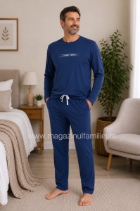 Pij.4134 Royal Inchis, Pijama Bărbați KNOX , tipr Clasic