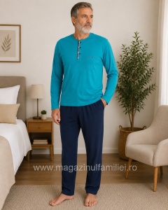Pij.4158 LAGUNA Blue, Pijama Bărbați Knox, Tipar Clasic