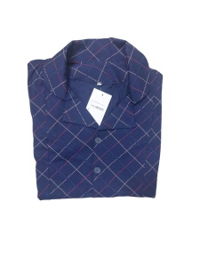 Pijama Barbati Auritex din bumbac cu Nasturi, MS+PL 232-01 Bleumarin Carouri - Img 3