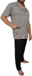 Pijama Barbati Auritex din bumbac cu Nasturi, MS+PL 232 Gri Deschis - Img 4