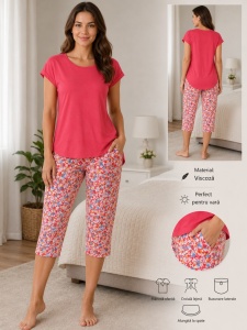 Pijama / Compleu Dama Soft&Seven By Sofiaman, Maneca Scurta, T21-005 CYCLAM