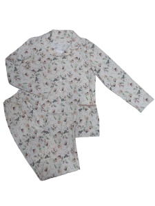 Pijama Dama Auritex cu Nastruri, Maneca Lunga ML 231-03 Bej Floral - Img 2