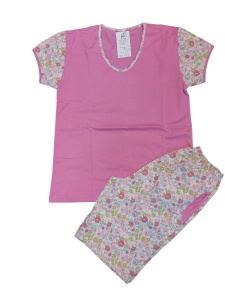 Pijama Dama Auritex, tipar Clasic, Maneca Scurta, MS 124-02 Roz - Img 2