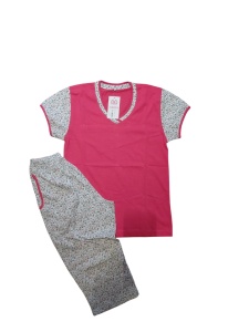 Pijama Dama Auritex, tipar Clasic, Maneca Scurta, MS 407 CORAL - Img 4