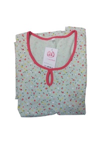 Pijama Dama Auritex, tipar Clasic, Maneca Scurta, MS 568 Verde-Galben Floral - Img 3