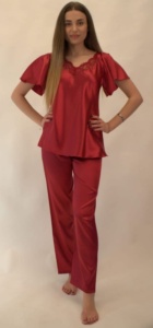 Pijama dama Satin Bella Lenjerie, Maneca Scurta, MS+PL PATRICIA - VISINIU