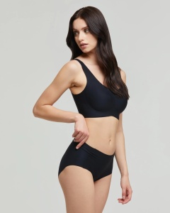 Sutien tip Bustiera Pompea din microfibra, SECOND SKIN Negru
