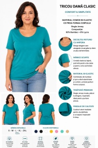 T.2501 TROPICAL Green, Tricou Dama KNOX, Clasic - Img 2