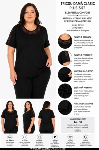 T.2979 NEGRU, Tricou Dama Knox Marimi EXTRA LARGE - Img 2
