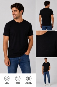 T.4500 NEGRU, Tricou Barbati KNOX, Clasic - Img 3