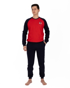 Ans.4017 Rosu, Compleu Casa / Pijama Groasa Bărbați din Interlook Pieptanat