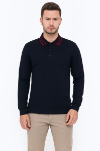 Bluza Barbati RUGATCHI, Polo Pique Regular Fit, NEGRU