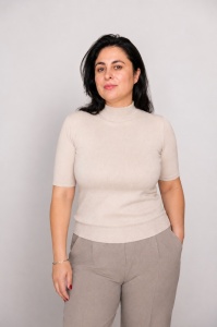Bluza dama Hermina, Maleta Guler Inalt MS168 BEJ