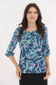 Bluza dama Vanessa Line, V23-064 Albastru Floral - Img 1