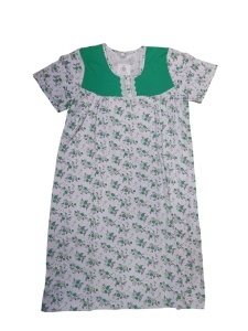 Camasa de Noapte Dama Auritex Maneca Scurta, FLORAL 119 MS, Alb-Verde Floral - Img 2