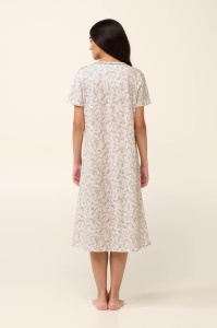 Camasa de Noapte VAMP, Pentru dama, din Bumbac MS 22241 Alb - Olive - Img 3