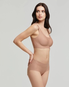 Chilot dama Pompea Midi, din Microfibra, SECOND SKIN Bronz - Img 3