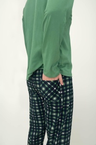 Compleu Pijama Barbati VAMP, din Interlook, ML 23928 Verde Stins - Img 3