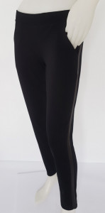 P.2192 Negru, Pantalon Dama Knox Conic, Insertie Piele (Primavara-Vara) - Img 2