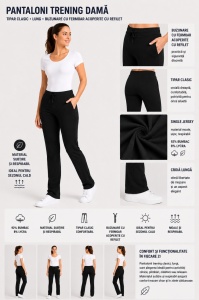 P.2205 NEGRU, Pantaloni Trening Dama KNOX, Clasic, Primavara - Vara - Img 2