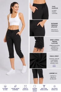 P.2246 NEGRU, Pantaloni Trening Dama KNOX 3/4 - Img 2