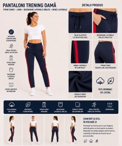 P.2269 BLEUMARIN & ROSU, Pantaloni Trening Dama KNOX, Tipar Conic - Img 2