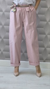 Pantaloni dama HEBE, Lungi din Bumbac, cu Esarfa, Model BIANCA - Img 5