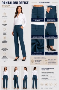 Pantaloni Dama KNOX din Stofa, P.2180 Petrol - Img 2