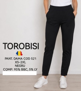 Pantaloni trening Dama TOROBISI TRICOTEX, Modern Fit, 521 NEGRU