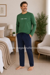 Pij.4134 VERDE, Pijama Bărbați KNOX , tipr Clasic