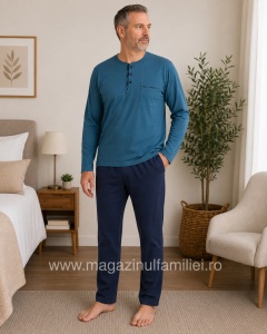 Pij.4158 PETROL, Pijama Bărbați Knox, Tipar Clasic