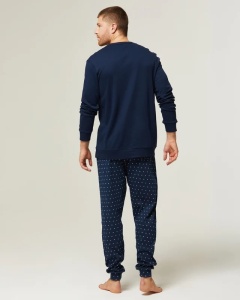 Pijama Baieti Pompea, din Interlook, cu Mansete, LUP Bleumarin - Img 2