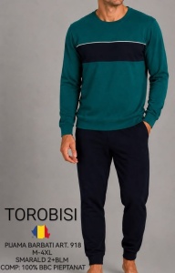Pijama Barbati TOROBISI TRICOTEX, cu Mansete, ML 918 Smarald Green