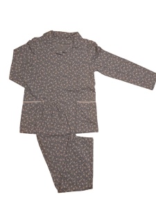 Pijama Dama Auritex cu Nastruri, Maneca Lunga 231, Albastru Deschis Flori Mici - Img 2