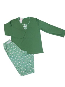 Pijama Dama Auritex, tipar Clasic, Maneca lunga 290 ML KAKI - Img 2